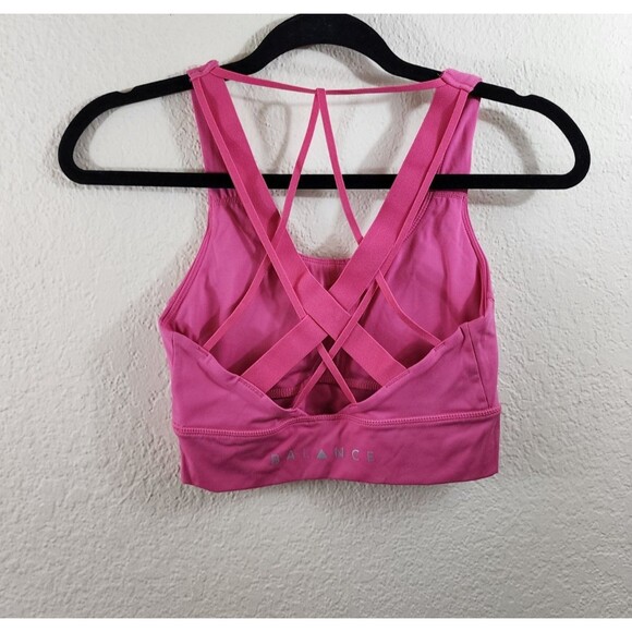 Balance Athletica Womens S Pink Padded Strappy Back Sports Bra - Picture 2 of 4